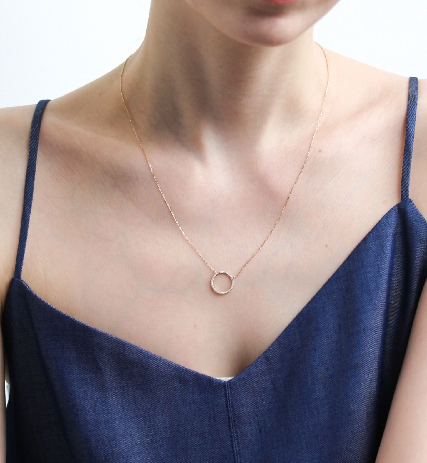  「ダイヤモンド オープンサークル ネックレス | K10YG 〈世界最小〉」|ネックレス|