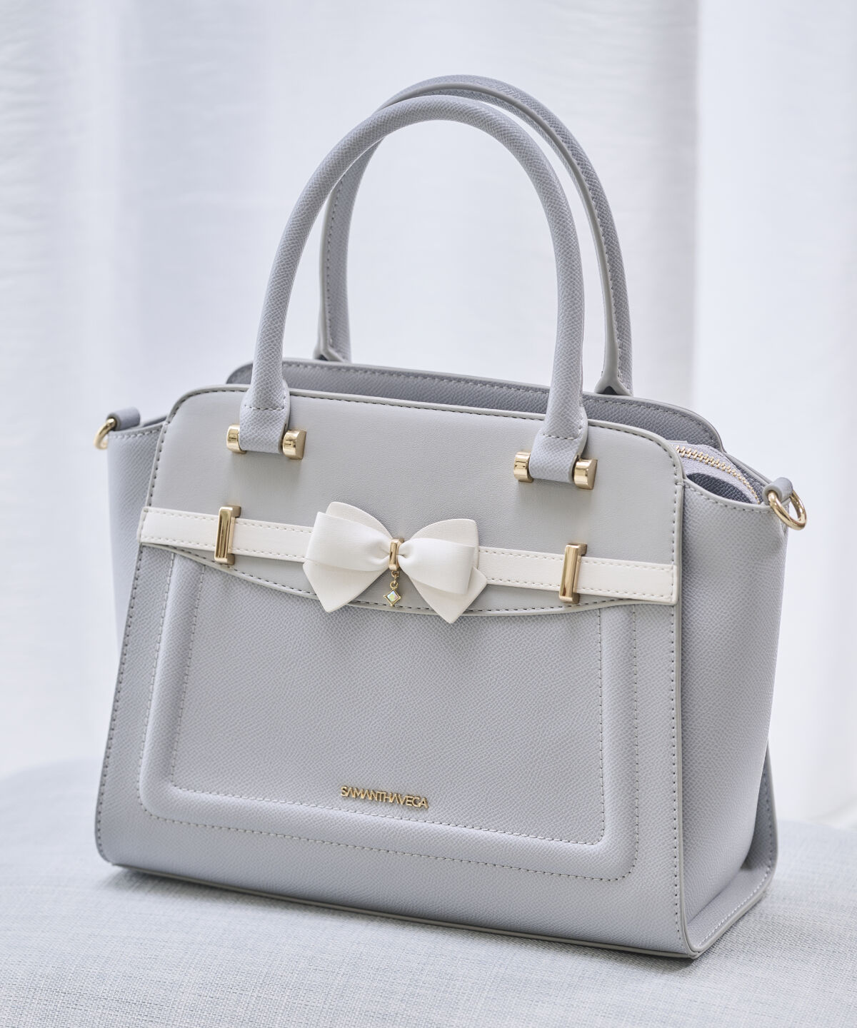 Samantha Vega「バイカラーアクセントリボンハンドバッグ」|ハンドバッグ|