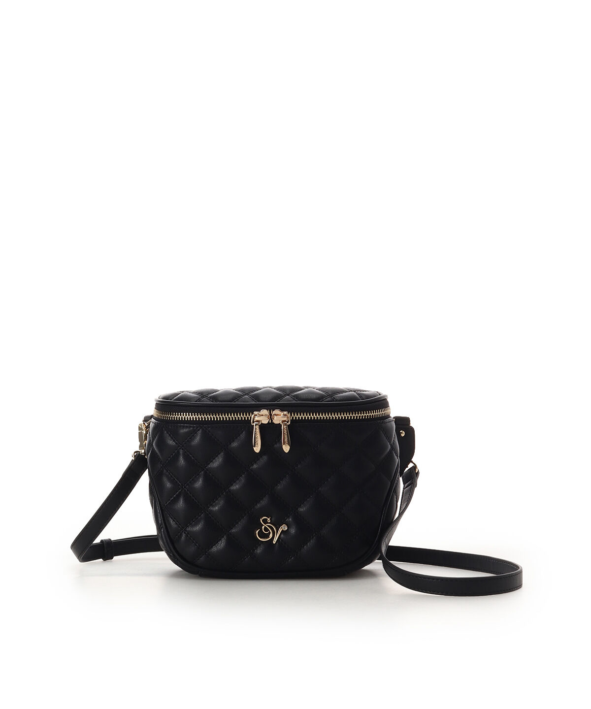 Samantha Vega「ダブルステッチダイヤキルトショルダーバッグ」|ショルダー・メッセンジャー|ブラック