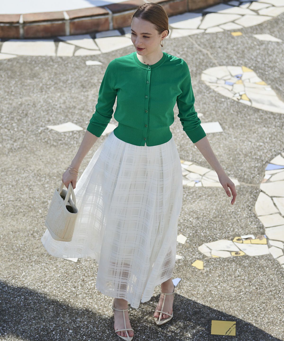 アンドクチュール「シアーチェックタックフレアスカート」|フレア|