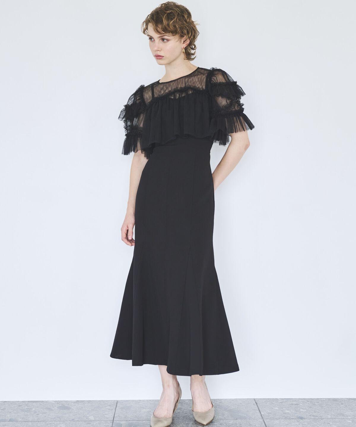 アンドクチュール「チュールフリルマーメイドドレス」|ドレス|