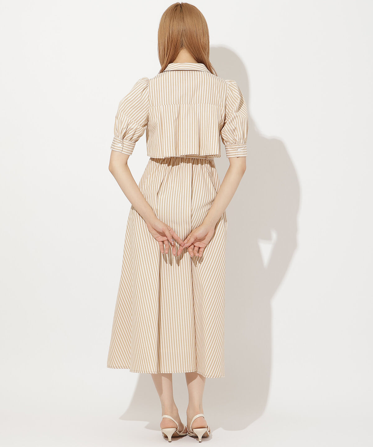 アンドクチュール「ビスチェ切替ストライプシャツワンピース」|ワンピース|