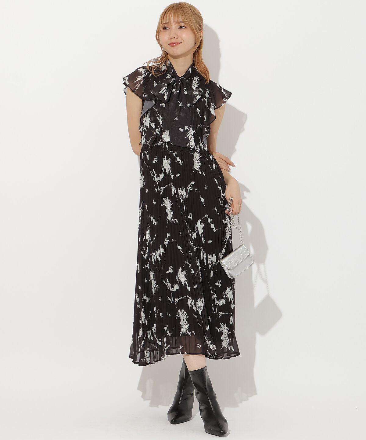 アンドクチュール「シフォンプリーツワンピース」|ワンピース|