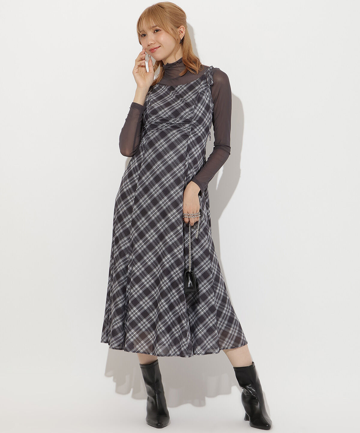 アンドクチュール「バイヤスチェックキャミワンピース」|ワンピース|