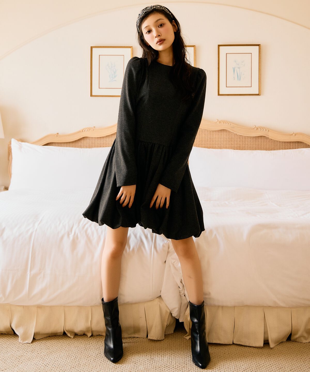 アンドクチュール「バルーンミニワンピース」|ワンピース|ﾁｬｺｰﾙｸﾞﾚｰ