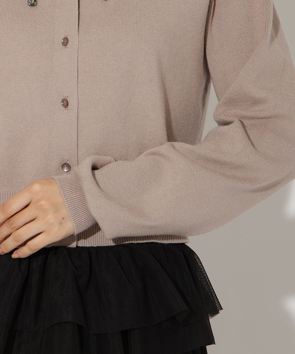 アンドクチュール「ビジュー&times;パールニットカーディガン」|カーディガン|