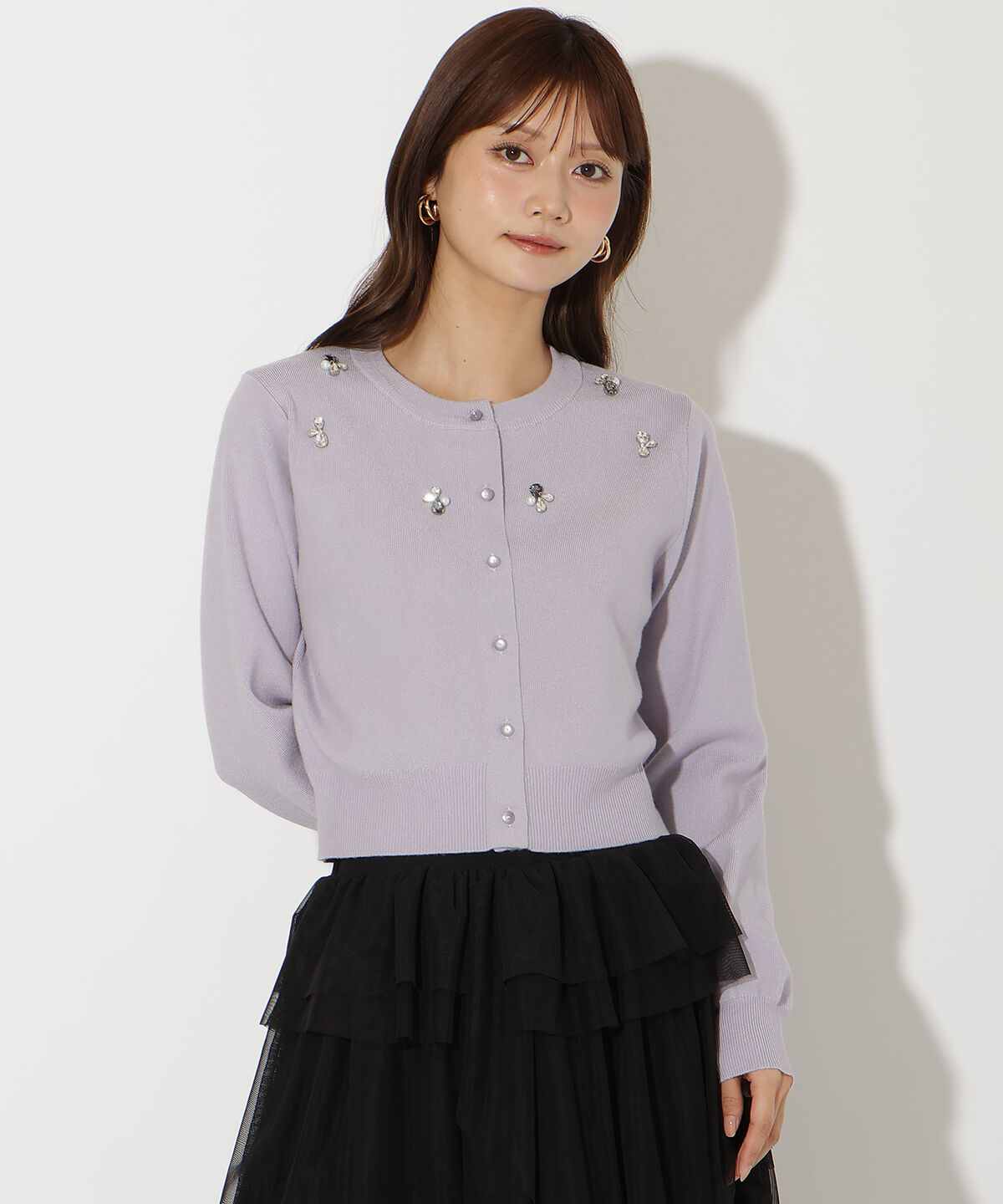 アンドクチュール「ビジュー&times;パールニットカーディガン」|カーディガン|