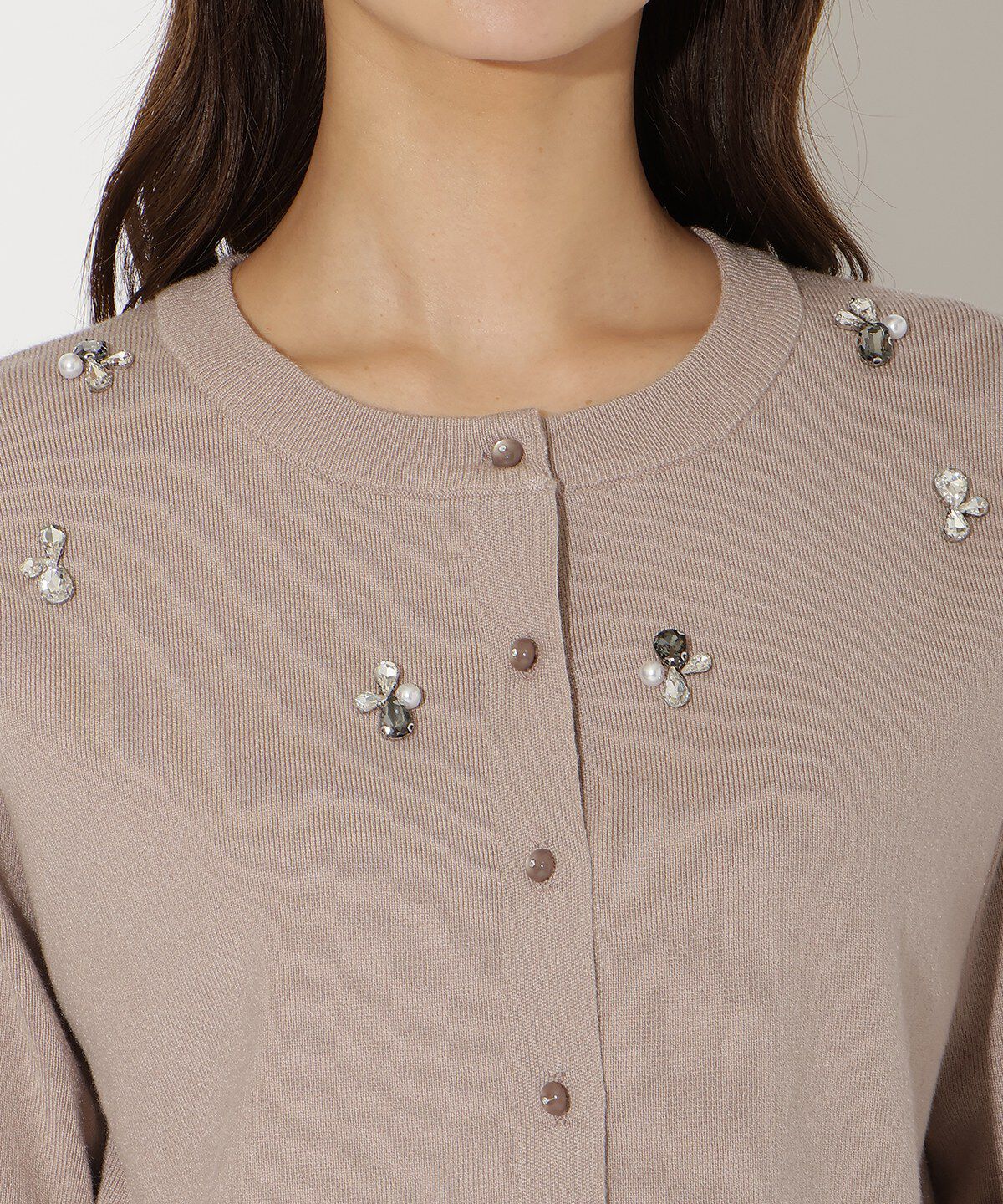 アンドクチュール「ビジュー&times;パールニットカーディガン」|カーディガン|