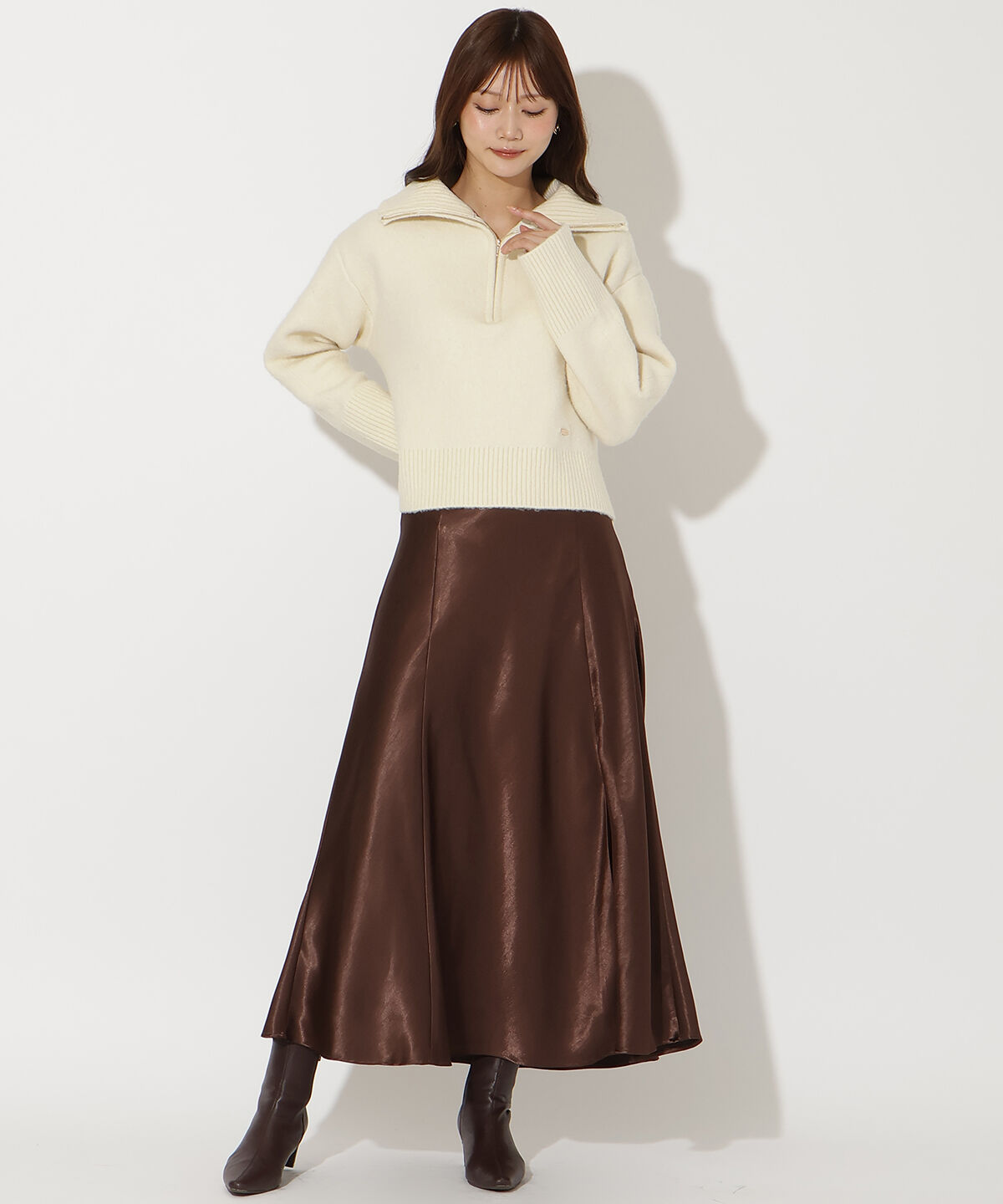 アンドクチュール「ZIPビッグカラープルオーバー」|ニット・セーター|