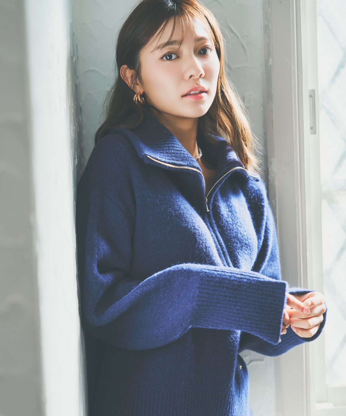 アンドクチュール「ZIPビッグカラープルオーバー」|ニット・セーター|