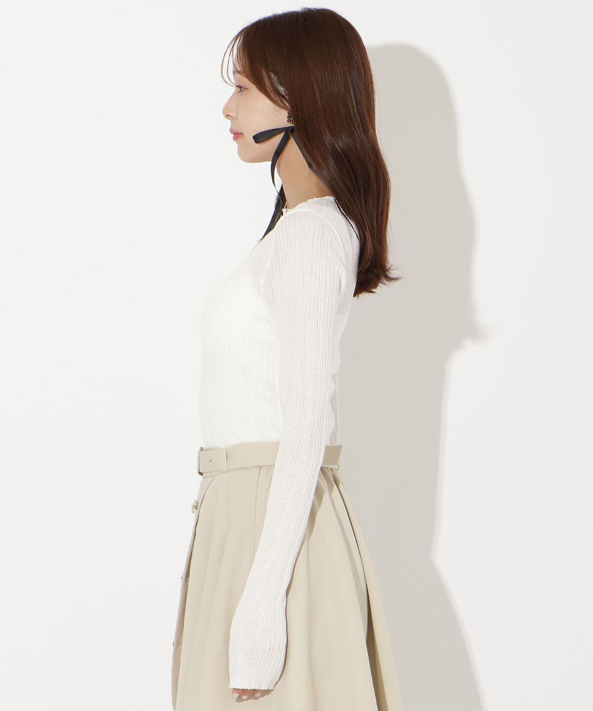 アンドクチュール「シアーランダムリブニットプルオーバー」|ニット・セーター|