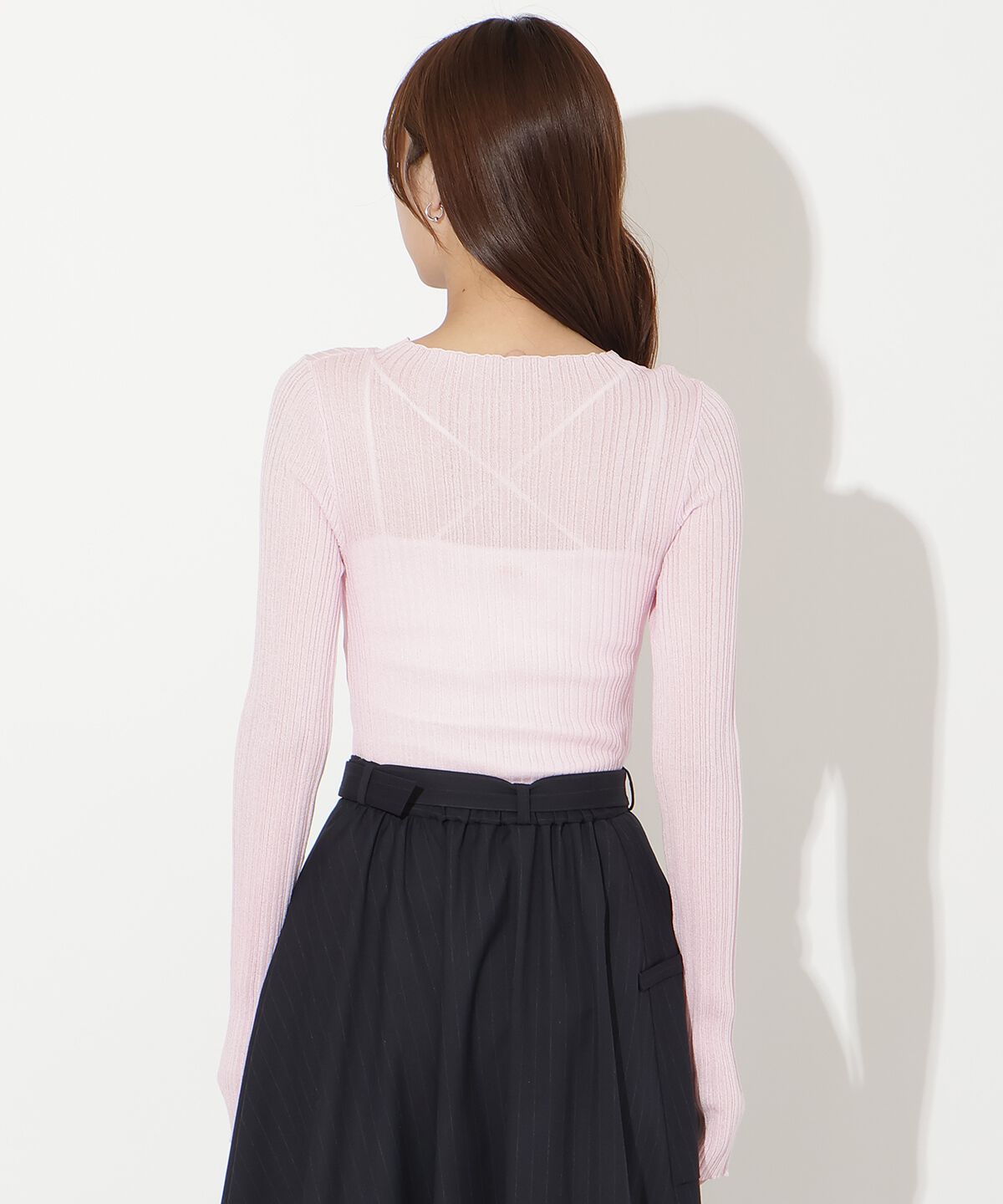 アンドクチュール「シアーランダムリブニットプルオーバー」|ニット・セーター|