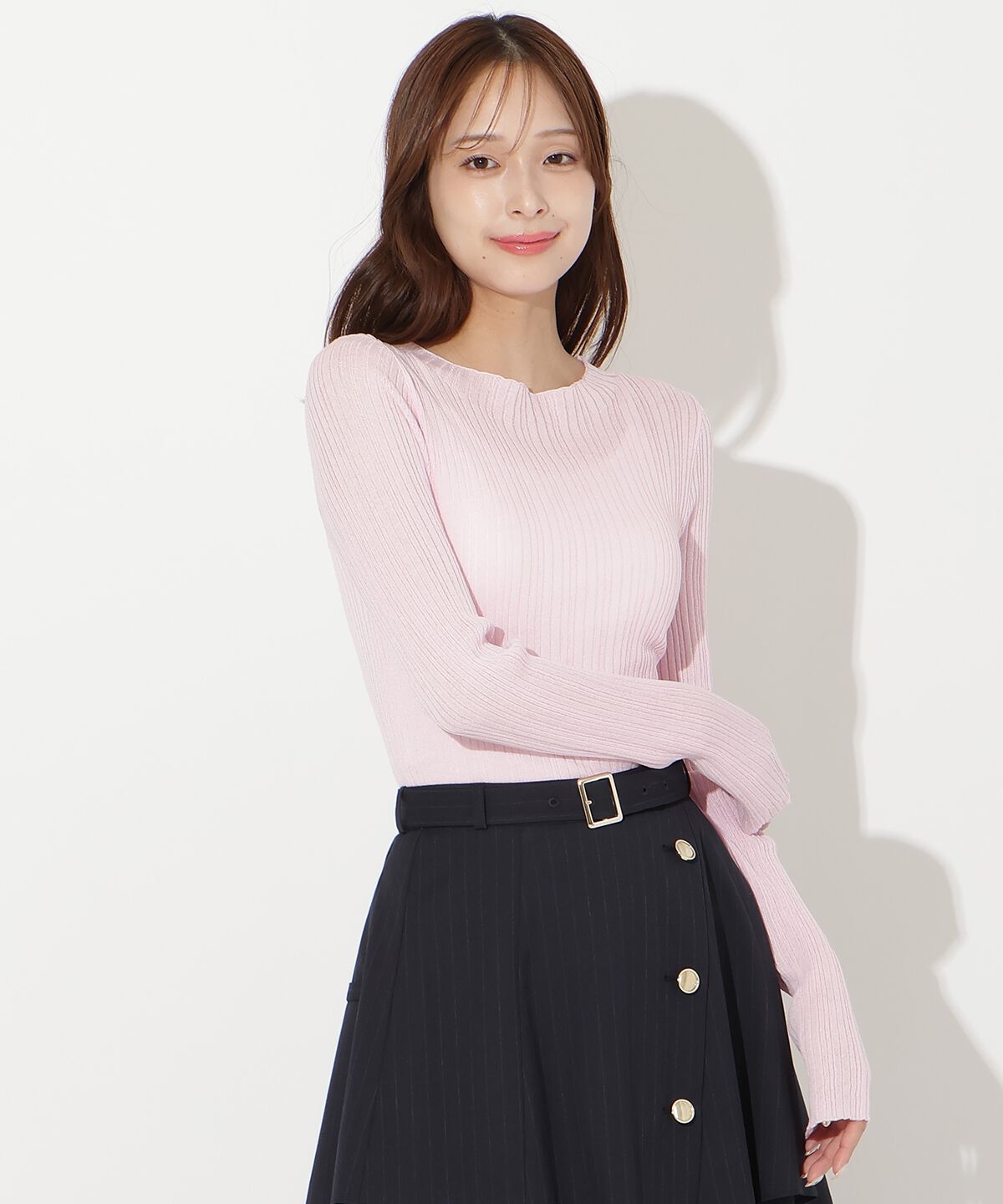 アンドクチュール「シアーランダムリブニットプルオーバー」|ニット・セーター|