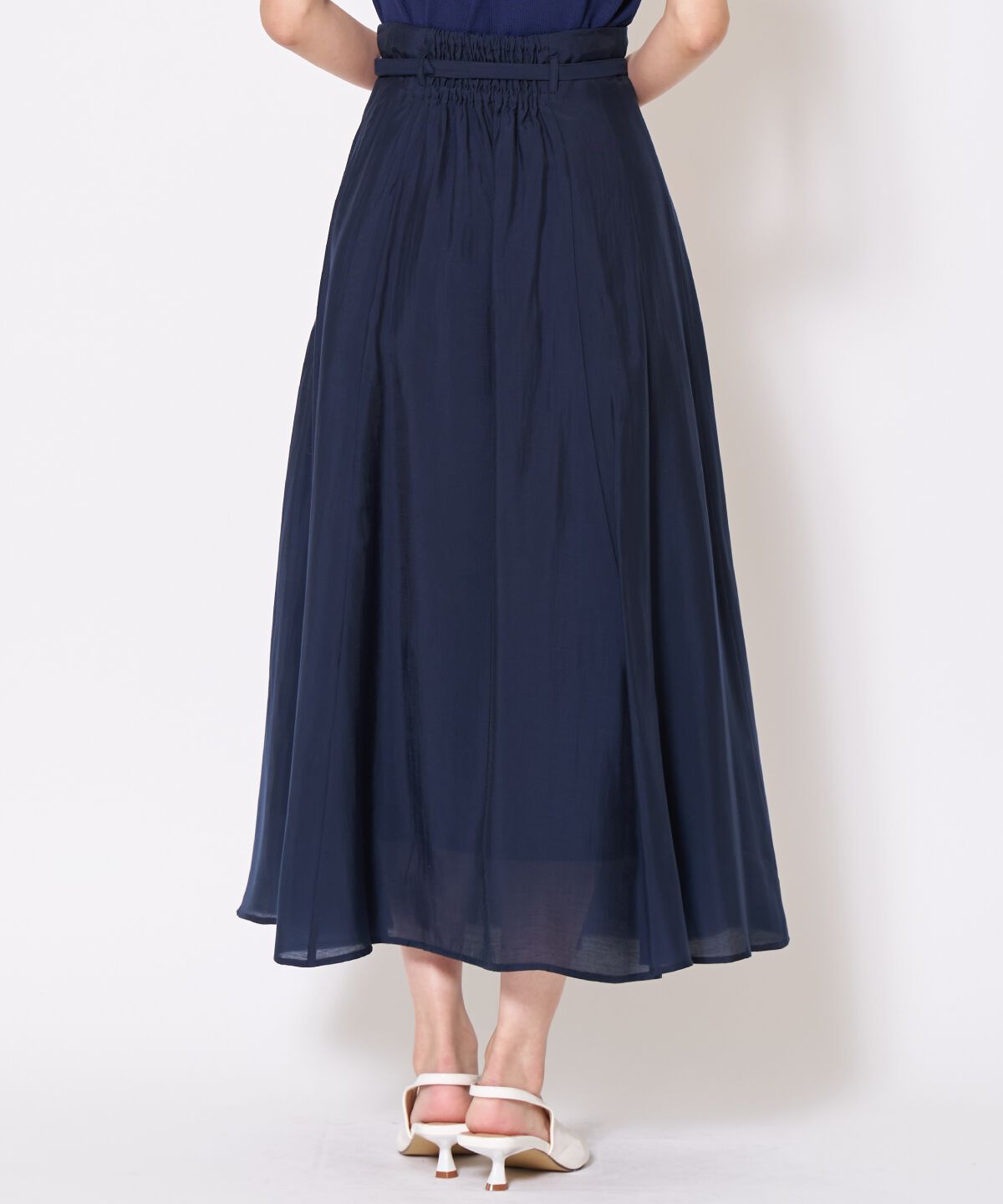 アンドクチュール「ベルト付きシアーフレアスカート」|フレア|