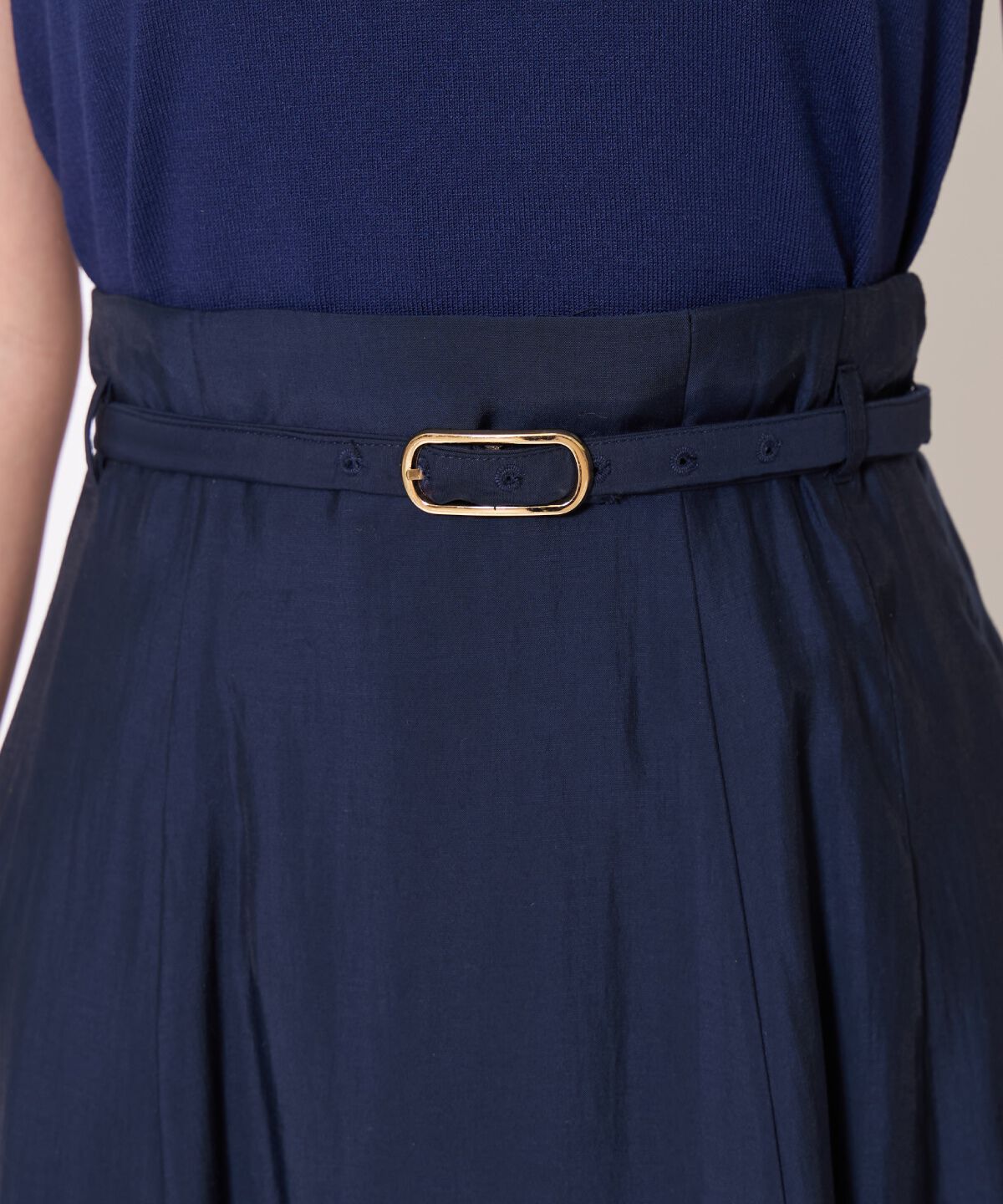 アンドクチュール「ベルト付きシアーフレアスカート」|フレア|