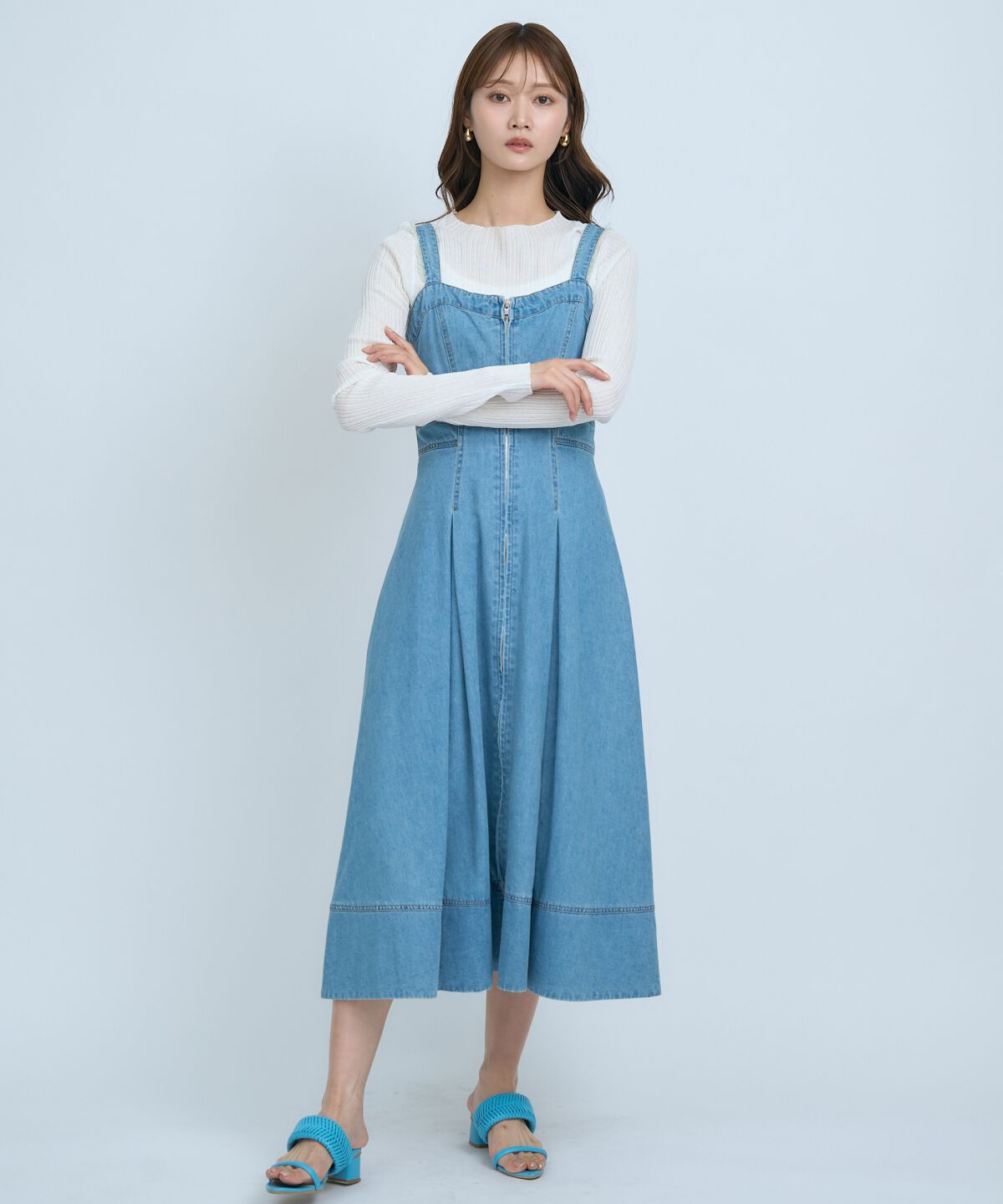 アンドクチュール「デニムジャンパースカート」|ジャンパースカート|