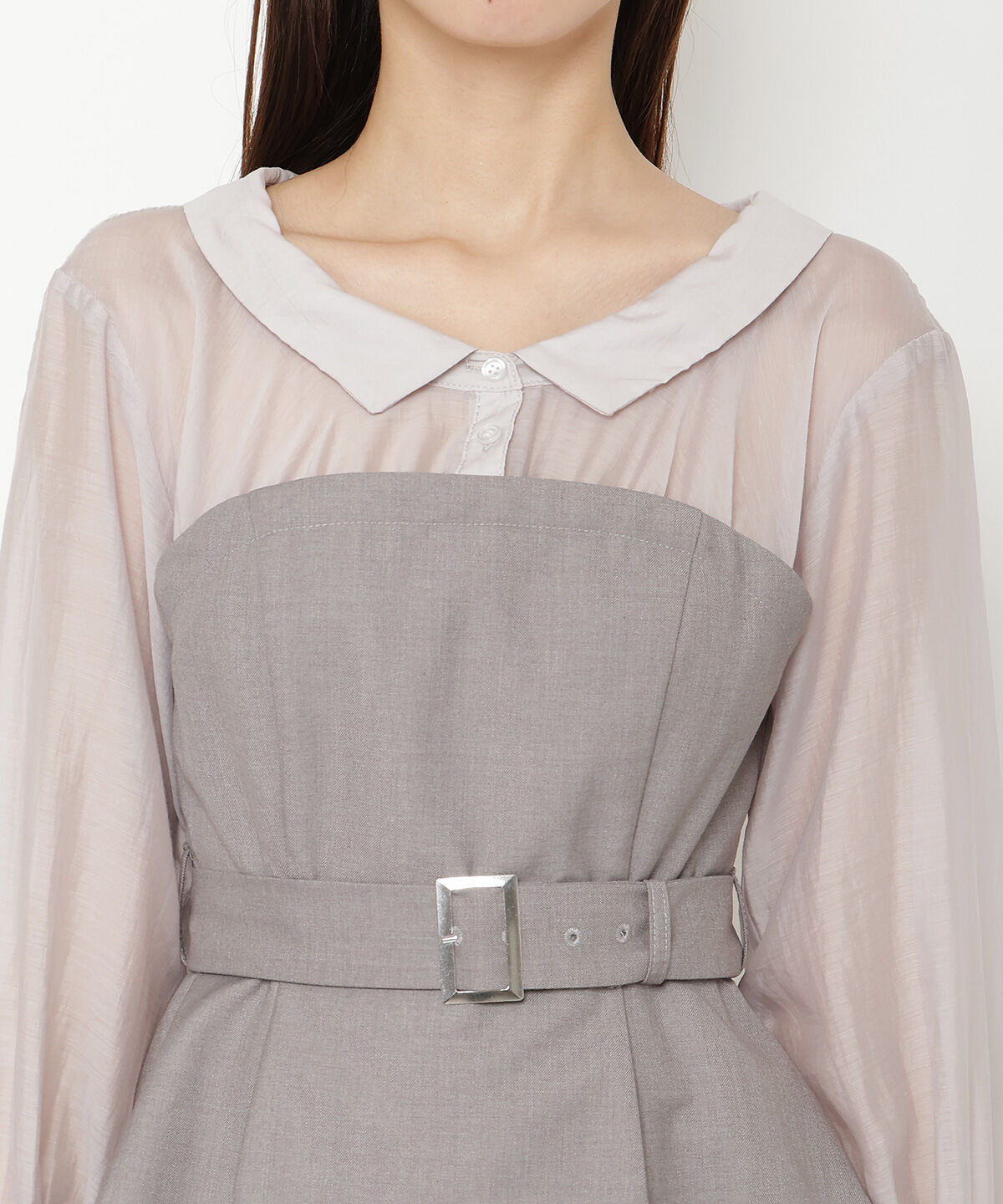 REDYAZEL「シャツドッキングベアワンピース」|ワンピース|