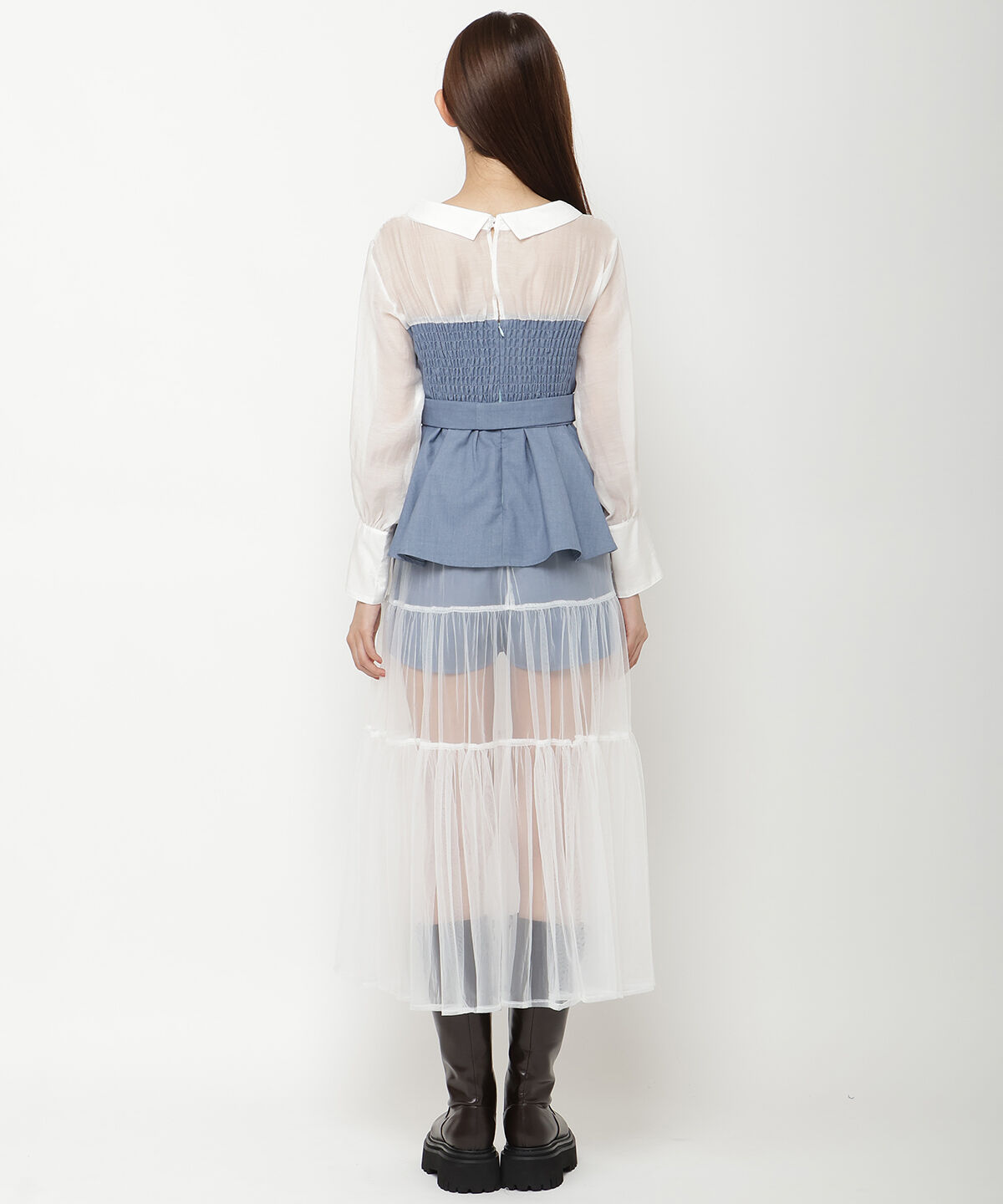 REDYAZEL「シャツドッキングベアワンピース」|ワンピース|