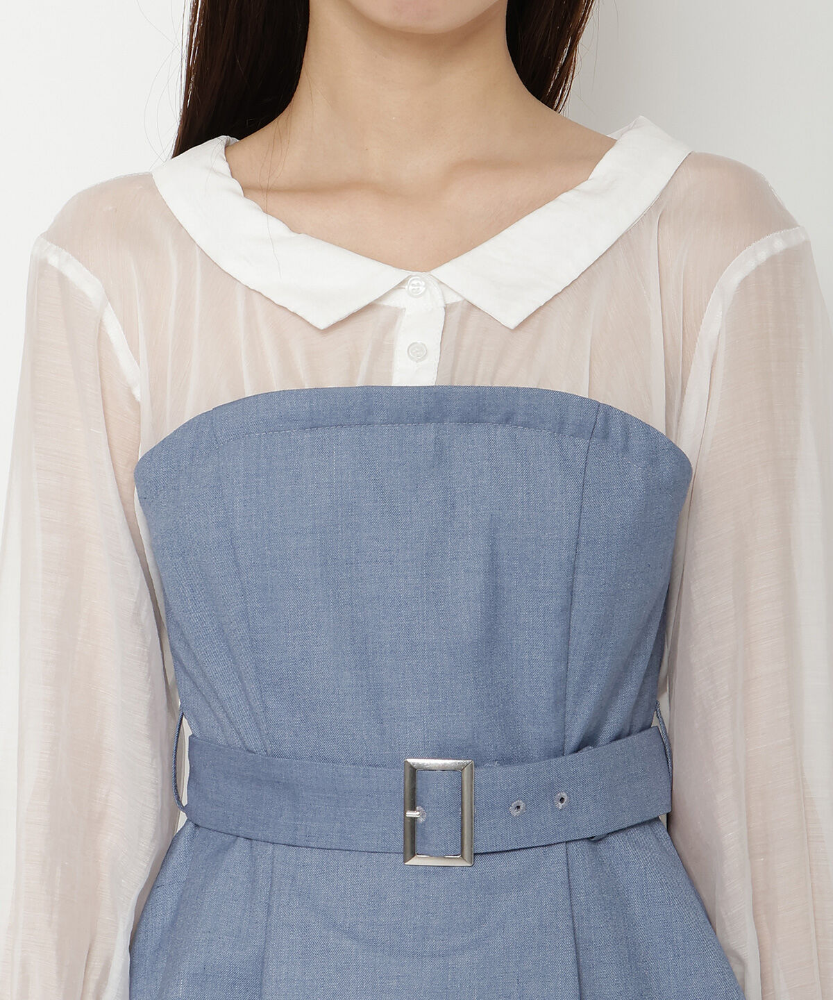 REDYAZEL「シャツドッキングベアワンピース」|ワンピース|