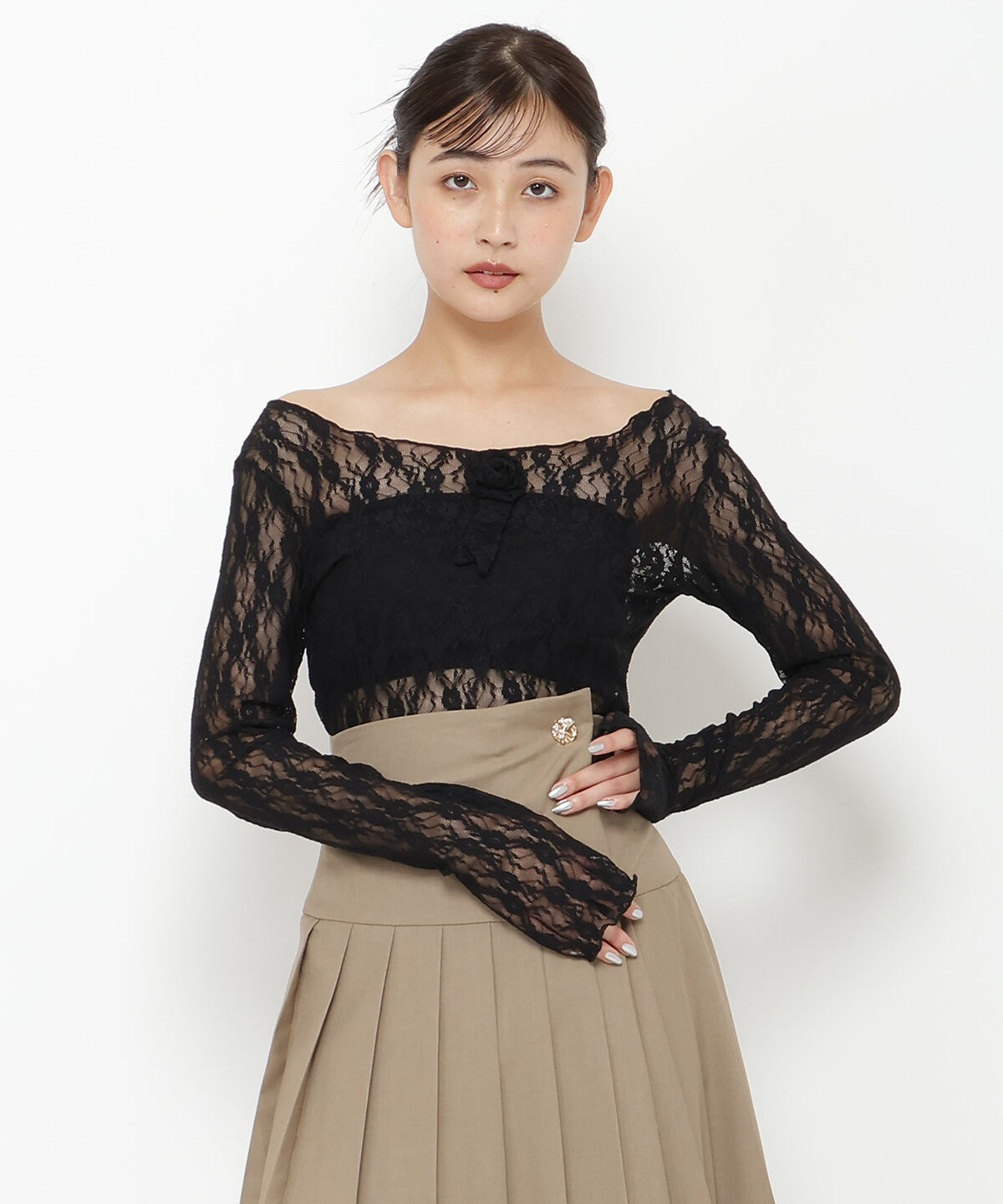 REDYAZEL「ローズブローチレーストップス」|Tシャツ・カットソー|