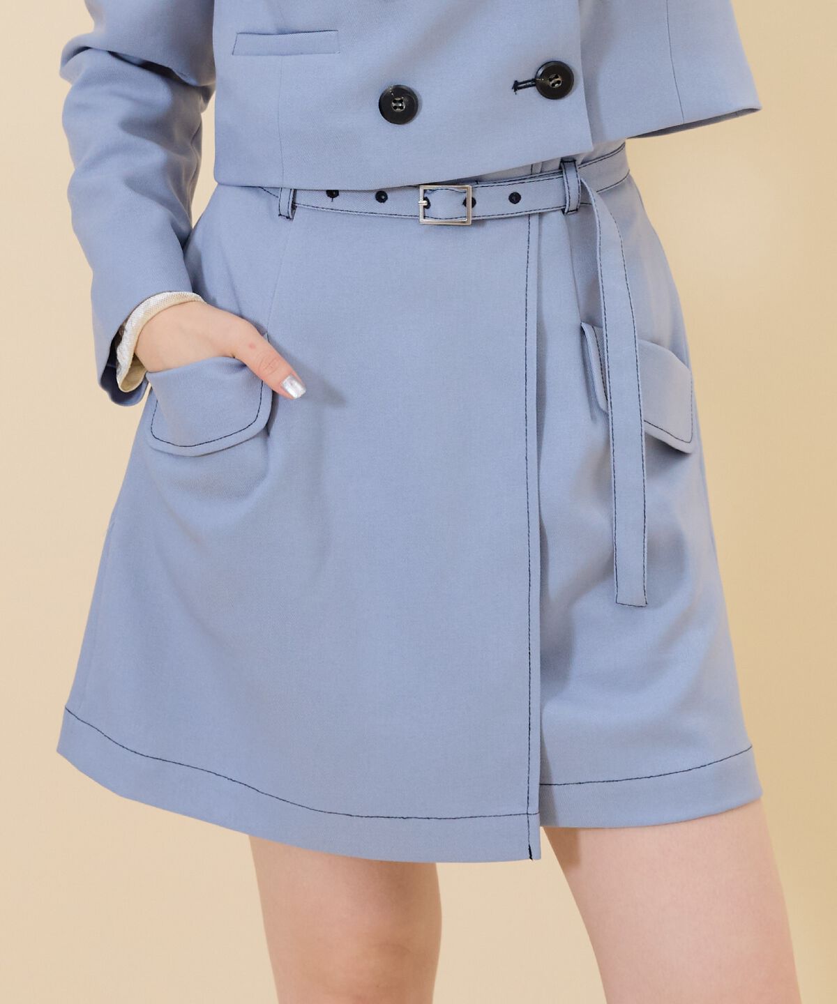 REDYAZEL「ベルティッドウーリッシュミニスカート」|台形|