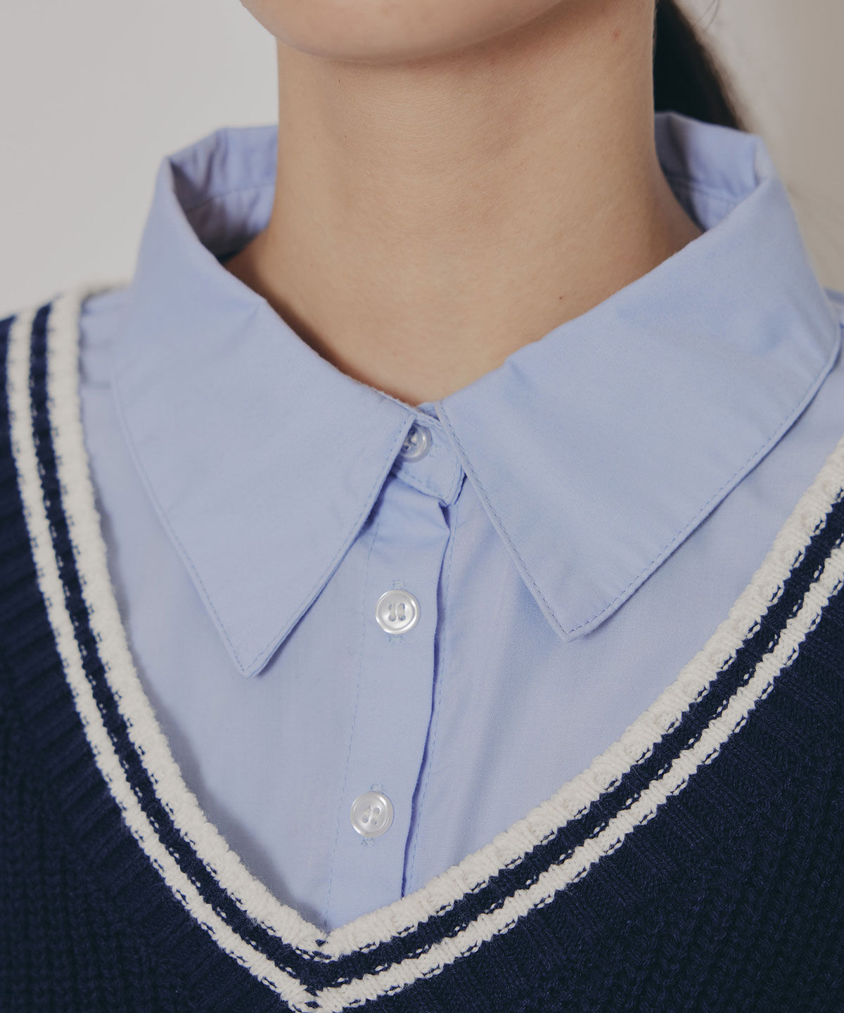 REDYAZEL「レイヤードシャツドッキングニットプルオーバー」|ニット・セーター|