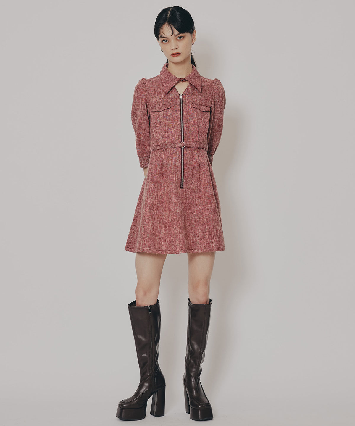 REDYAZEL「カラーミックスフロントZIPワンピース」|ワンピース|