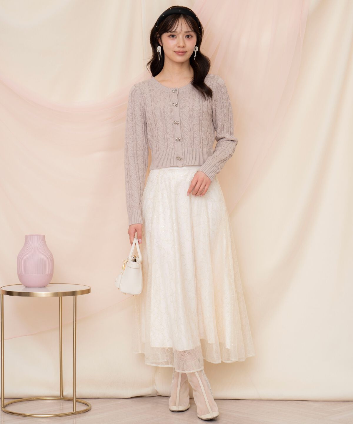 WILLSELECTION「スパンコール付きチュールスカート」|フレア|