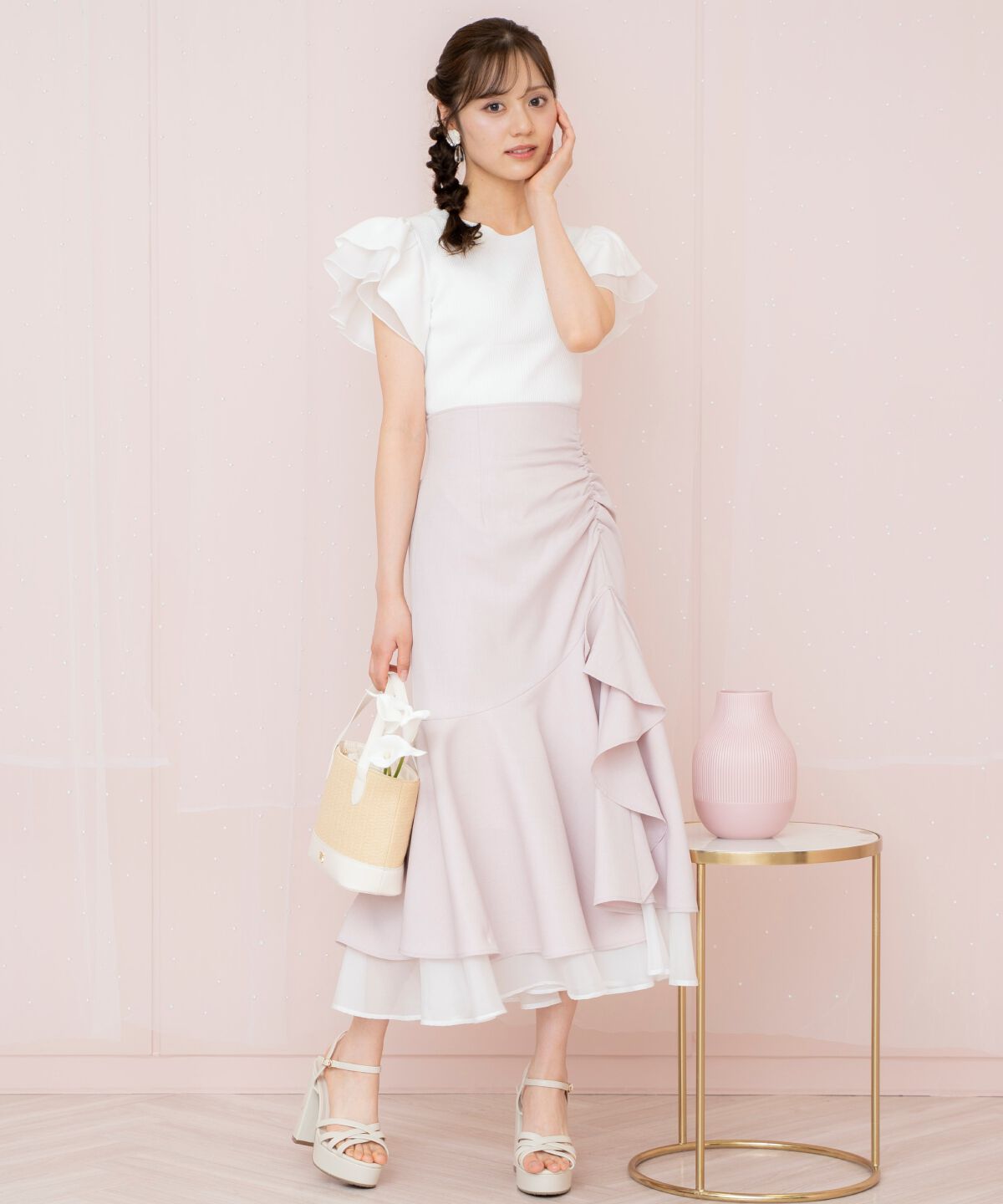 WILLSELECTION「シアーヘムギャザーマーメイドスカート」|フレア|