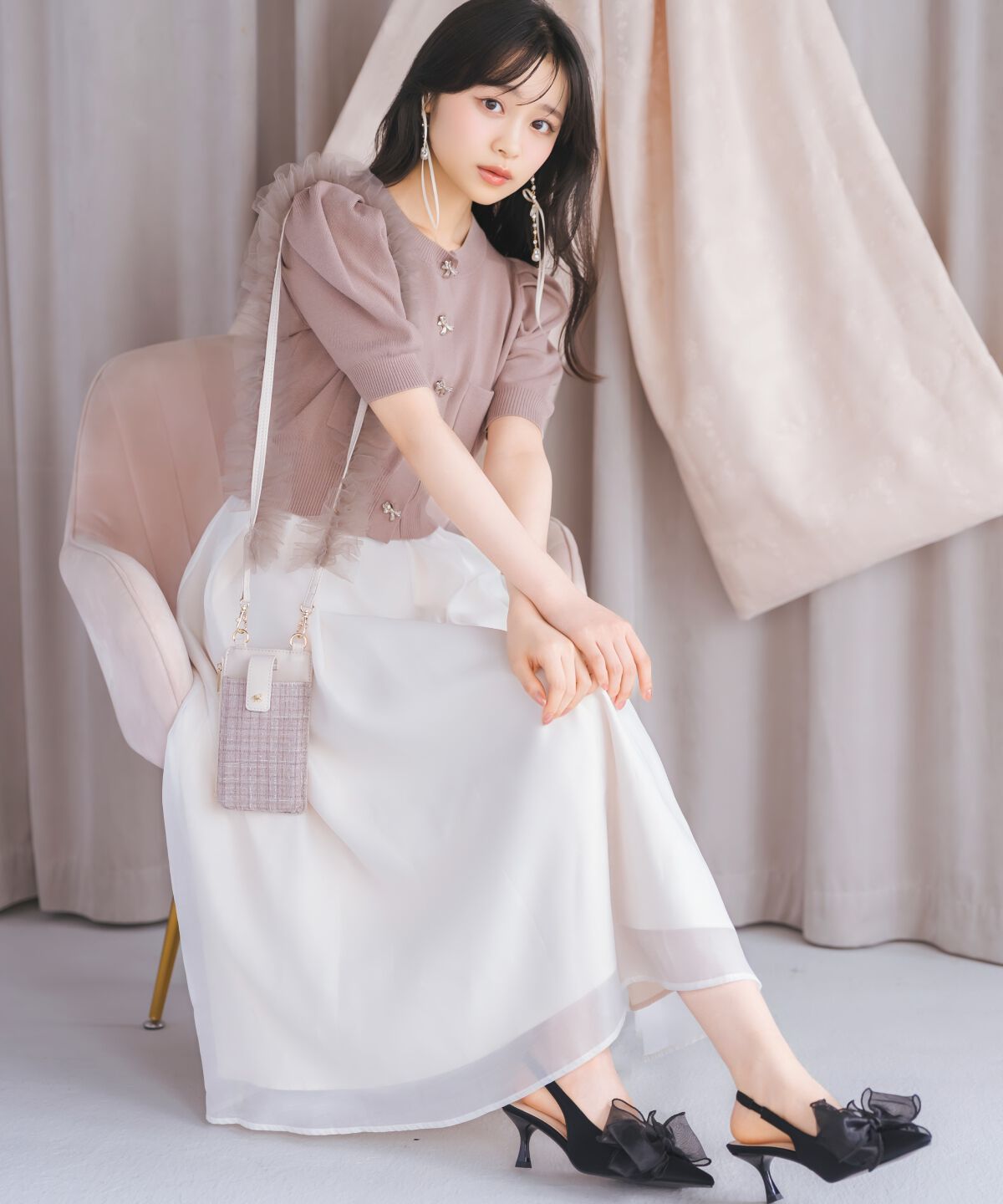 WILLSELECTION「オーガンジータックフレアスカート」|フレア|オフ