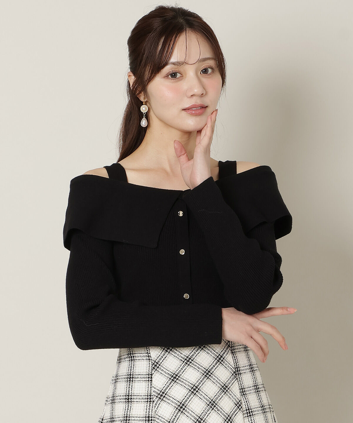 WILLSELECTION「リボンオフショルニットプルオーバー」|ニット・セーター|