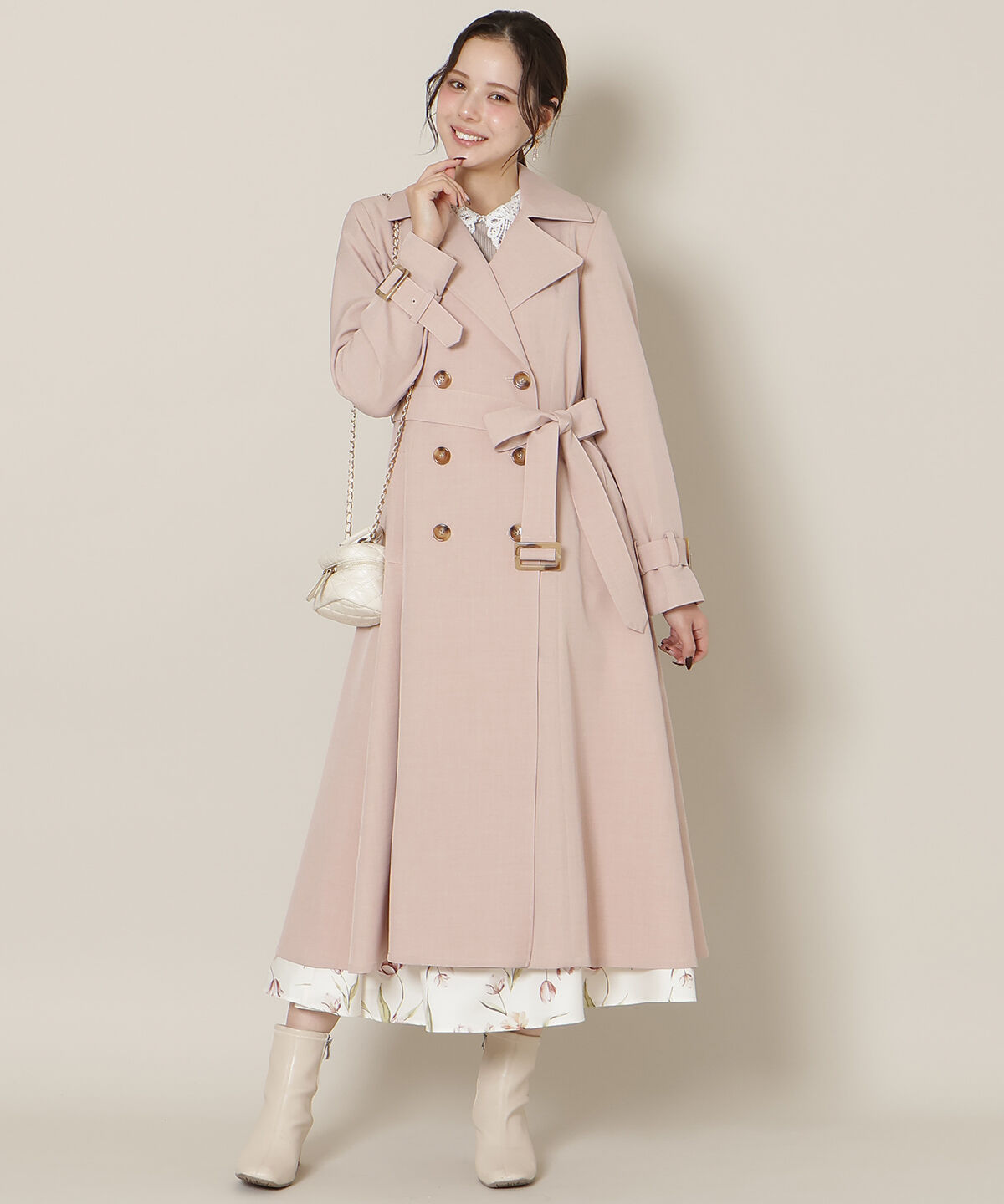 WILLSELECTION「オリジナルフレアトレンチコート」|トレンチコート|ピンク