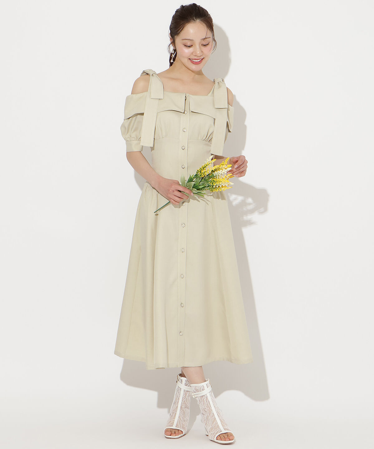 WILLSELECTION「リボンオフショルワンピース」|ワンピース|