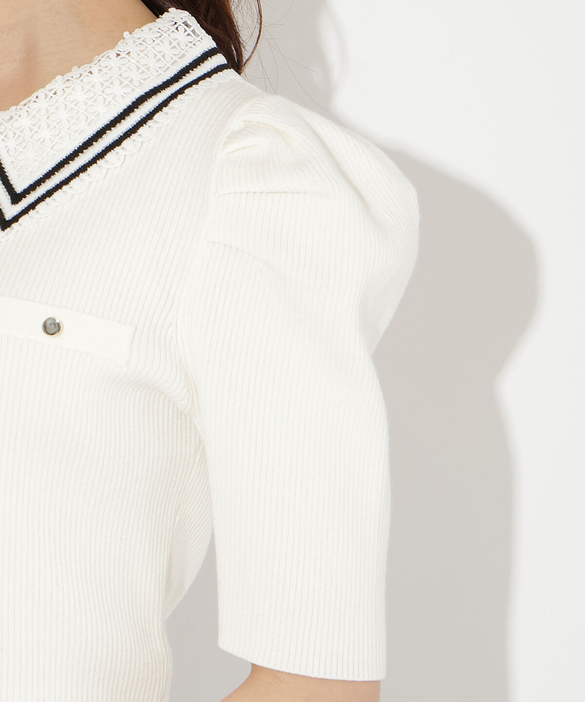 WILLSELECTION「バイカラーレース襟リブニット」|ニット・セーター|