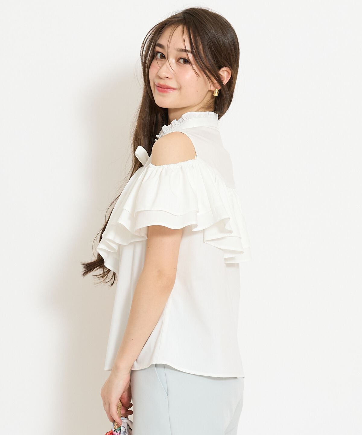 WILLSELECTION「スタンドフリル２WAYスリーブブラウス」|シャツ・ブラウス|