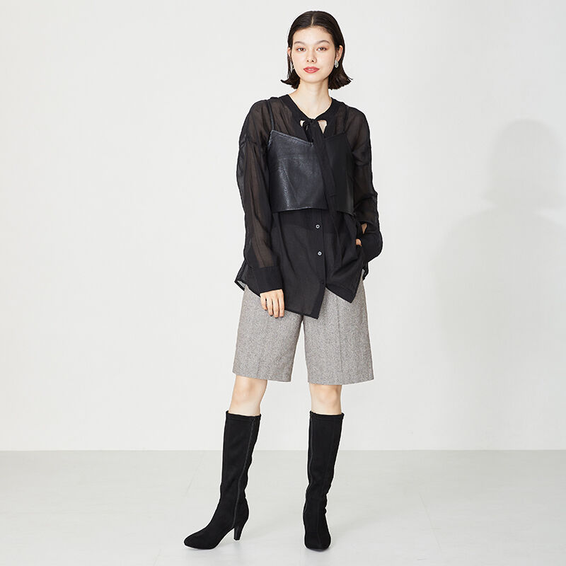 ORiental TRaffic「アーモンドトゥ ロングブーツ /31507 ストレッチ 美脚」|ロングブーツ|