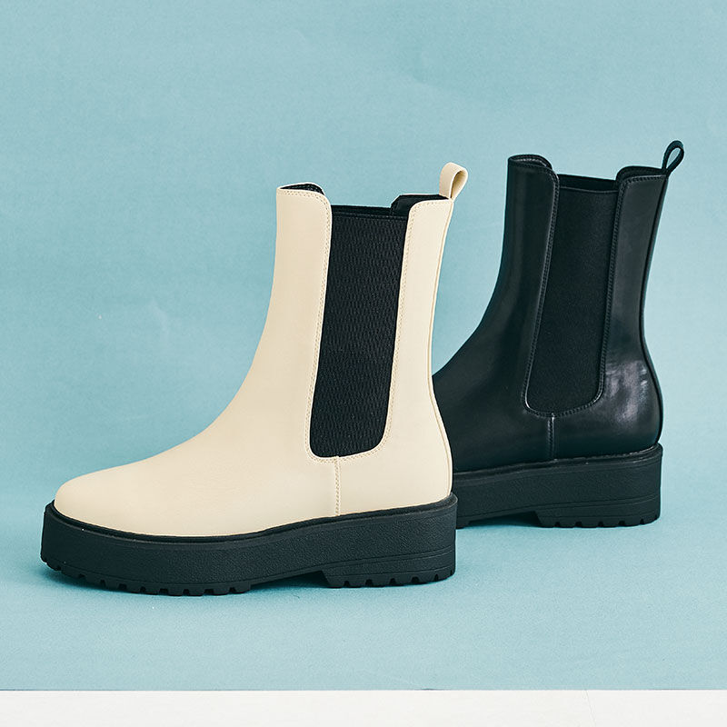 ORiental TRaffic「厚底 ミドル丈 サイドゴアブーツ /31439 ミドルブーツ」|ショートブーツ|BLACK