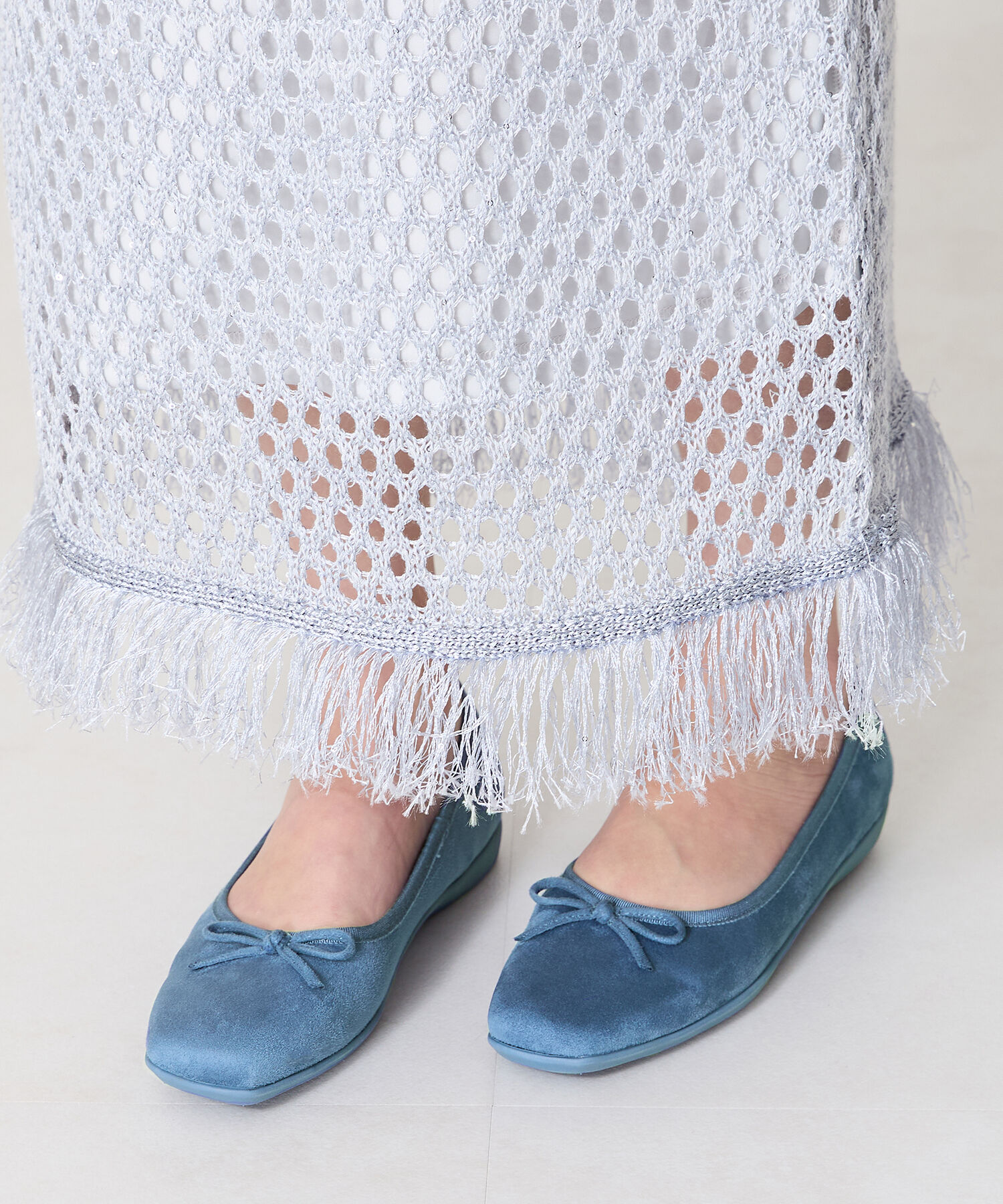 ORiental TRaffic「【WEB限定】 スクエアトゥ バレエシューズ /R-4009 フラット 軽い  厚手クッション」|パンプス|BLUE