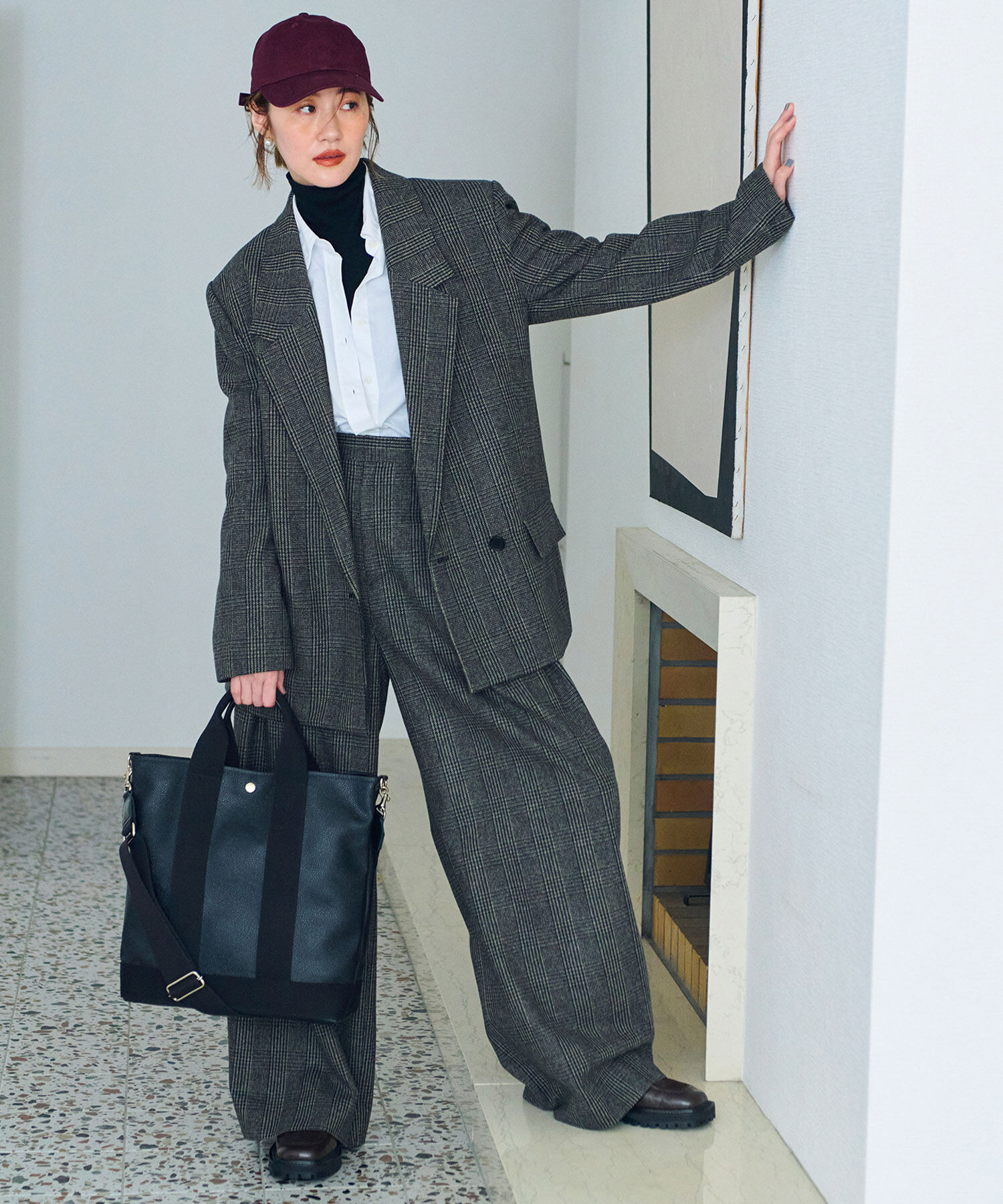 TOPKAPI BREATH「スコッチグレイン ネオレザー 縦型 A4 トート バッグ ショルダー付き L」|ショルダー・メッセンジャー|