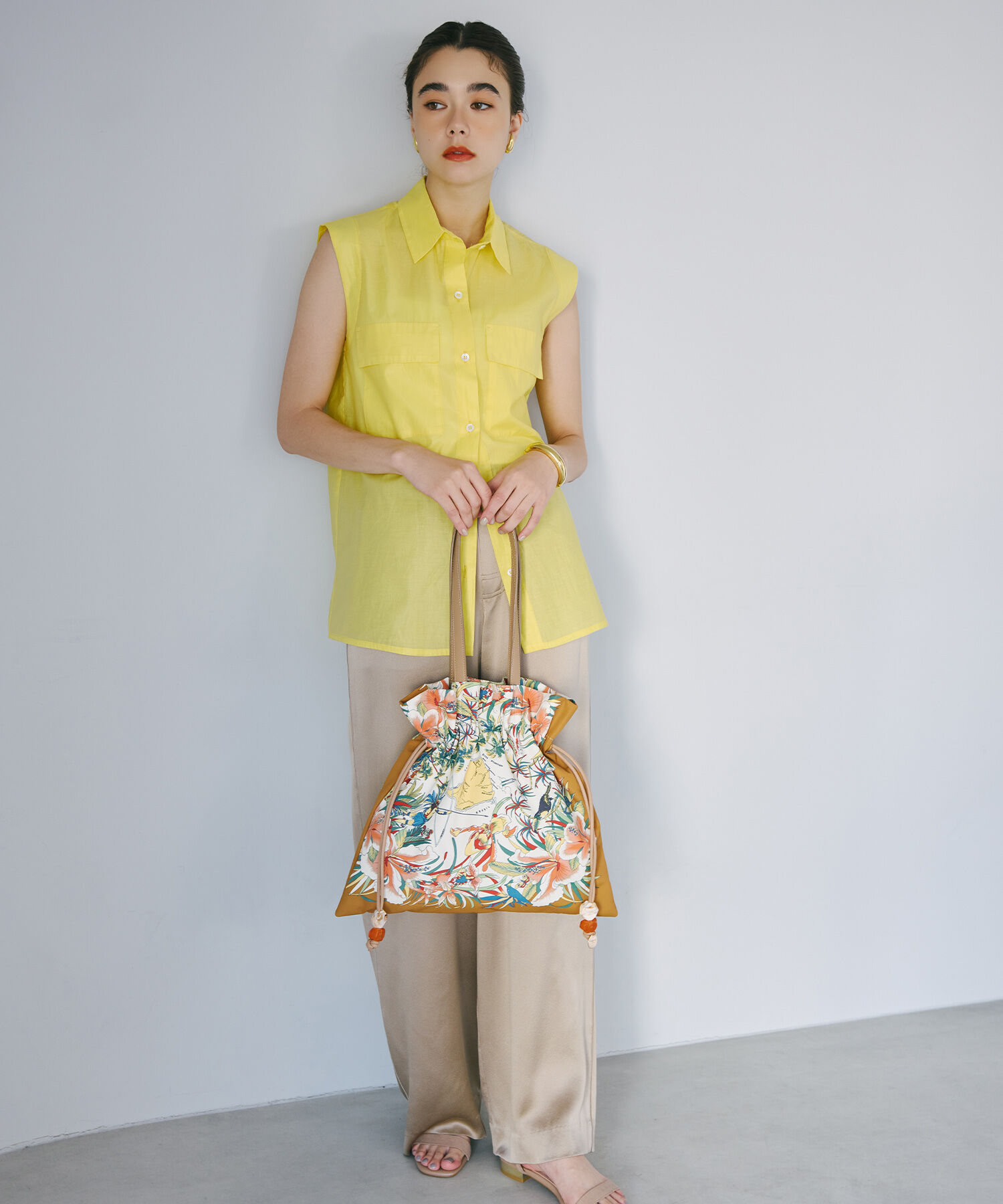 TOPKAPI TREASURE「【TREASURE TOPKAPI】マイルドサテン スカーフ柄 巾着 トート バッグ 」|トートバッグ|