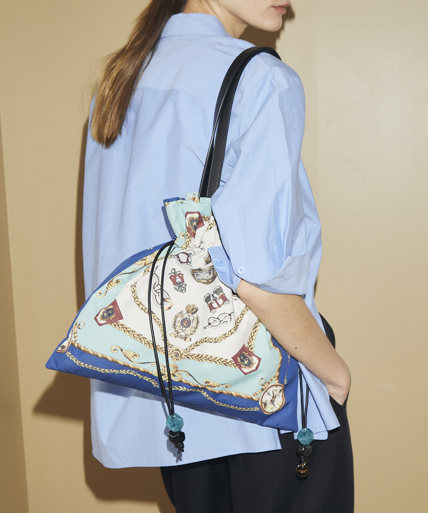 TOPKAPI TREASURE「【TREASURE TOPKAPI】マイルドサテン スカーフ柄 巾着 トート バッグ 」|トートバッグ|