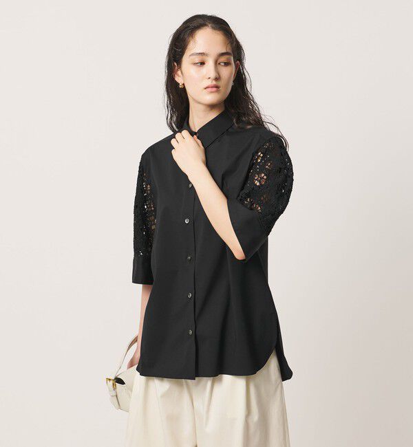 UNITED ARROWS「ラッセルレース コンビ シャツ ‐ウォッシャブル‐」|シャツ・ブラウス|
