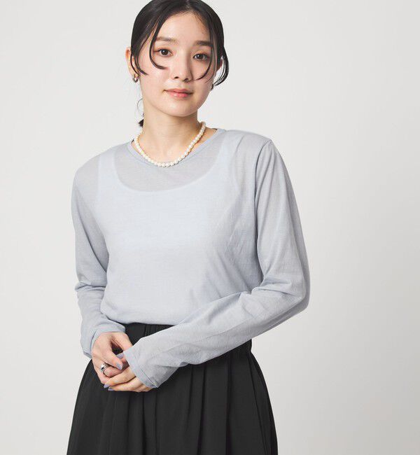 UNITED ARROWS green label relaxing「【WEB限定】＜at ease＞シアー テンジク ロングスリーブ カットソー」|Tシャツ・カットソー|LT.GRAY