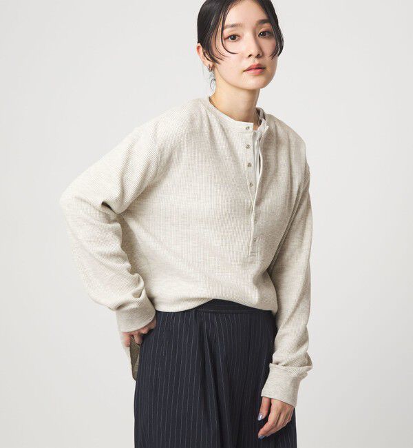 UNITED ARROWS green label relaxing「【WEB限定】＜at ease＞ワッフル ヘンリーネック ロングスリーブ カットソー」|Tシャツ・カットソー|