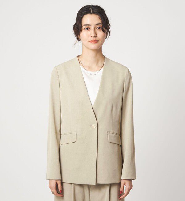 UNITED ARROWS green label relaxing「［size SHORTあり］サラフール ノーラペル ジャケット ストレッチ 接触冷感 UVカット」|ノーカラージャケット|