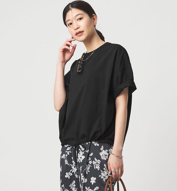 UNITED ARROWS green label relaxing「【WEB限定】＜at ease＞ドロスト カットソー 接触冷感 UVカット 遮熱」|Tシャツ・カットソー|BLACK