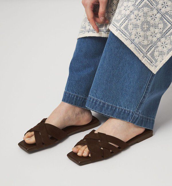 UNITED ARROWS green label relaxing「イントレ フラット サンダル」|サンダル|DK.BROWN