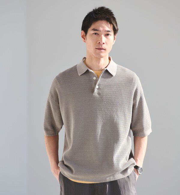 UNITED ARROWS green label relaxing「【別注】＜Healthknit＞ガーメントダイ ニット 半袖 ポロシャツ」|ポロシャツ|LT.GRAY