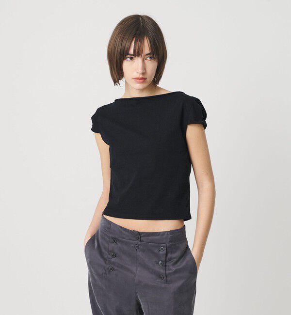 ATTISESSION「＜ATTISESSION＞コットン カップスリーブ Tシャツ」|Tシャツ・カットソー|BLACK