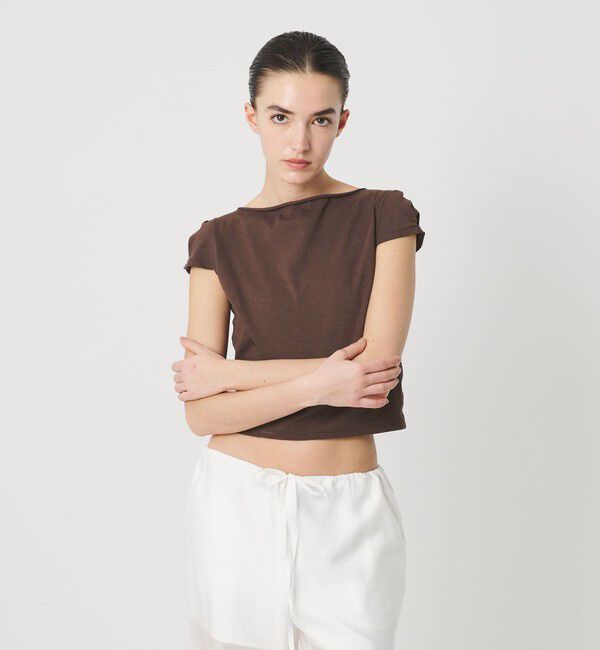 ATTISESSION「＜ATTISESSION＞コットン カップスリーブ Tシャツ」|Tシャツ・カットソー|DK.BROWN